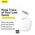 Baseus T2 Pro Bluetooth Key Finder - Anti-Loss Tracker with Replaceable Battery, 365-Day Smart Tag for Keys, Pets, Luggage - iOS & Android - White